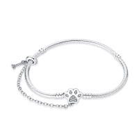 Pulsera con dije con estampado de pata de mascota, de Plata de Ley 925, compatible con cuentas, colgantes, joyería fina para mujeres y niñas - details 0