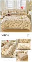 Juego de cama: Sábana ajustable de algodón lavado puro de cuatro piezas, funda de edredón, juego de tres piezas de cama individual para dormitorio de estudiantes: Sábana, funda, - details 30