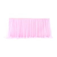 Falda de mesa de tul, cubierta de mesa, Decoración de cumpleaños, boda, paño de mesa, arreglo de postre de pastel, rosa, 4 pies - details 0