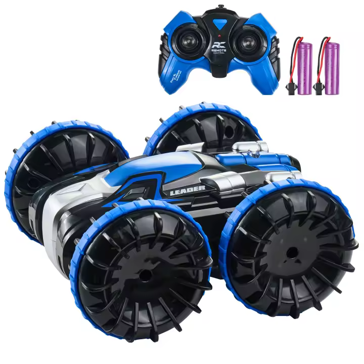 SucceBuy Barco anfibio con control remoto para coche, 2,4 GHz, 12 km/h, 4WD, juguete RC resistente al agua para niños. 360 °   Acrobacia giratoria, 2 baterías, todo terreno para niños y niñas mayores de 6 años, azul. Diversión en la piscina de la playa de - 1