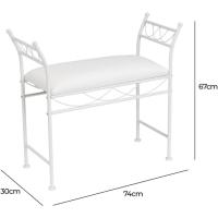 Banqueta Dormitorio Classic de Metal Blanco y Tela de algodón de 74 cm - details 1