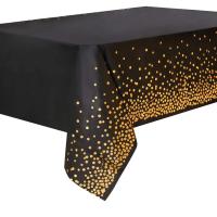 Mantel de 137x274cm Cubierta de Mesa de Puntos Negros Bronceados Ideal para Fiesta de Cumpleaños, Boda, Navidad - details 0
