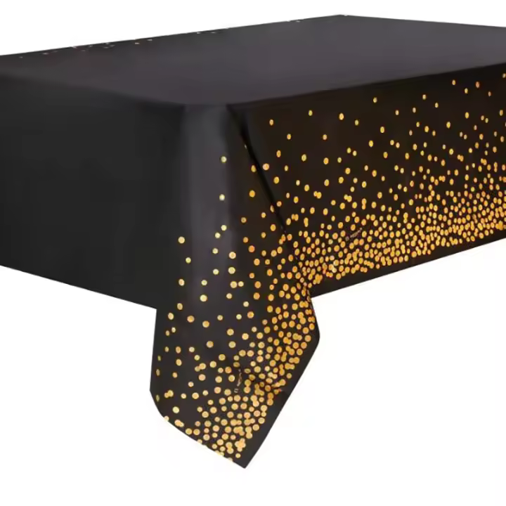 Mantel de 137x274cm Cubierta de Mesa de Puntos Negros Bronceados Ideal para Fiesta de Cumpleaños, Boda, Navidad - 1