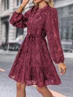 Vestido de manga larga para mujer con cuello levantado, moda coreana, Vintage, Color sólido, primavera y otoño, 2025 - details 3