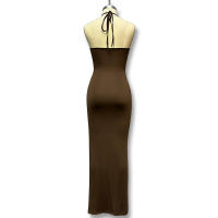 Nuevo estilo, jersey largo sin espalda, vestido ajustado sexi para chica con abertura y cordón ajustado - details 8