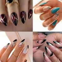 Juego completo de uñas postizas onduladas francesas, múltiples estilos, 24 piezas, precio asequible - details 4