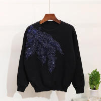 Chándal de mujer con bordado de cuentas de flores, suéter casual, top, pantalones largos de punto, traje de otoño e invierno - details 1