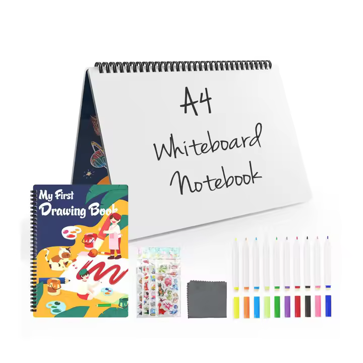 NeWYeS Tablero Blanco de Dibujo para Niños Ligero, Material de Plástico, 10 Marcadores, Borrado en Seco, Listo para Uso Universal - 1