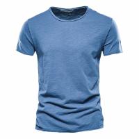 Camiseta de Color sólido de alta calidad para hombre, camisetas informales con cuello redondo, novedad de verano, Camiseta clásica 100% de algodón para hombre - details 2