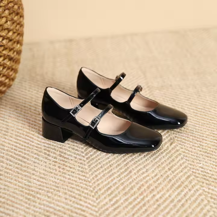 Zapatos Mary Jane de mujer con tacón grueso y hebilla de cinturón de nuevo estilo - 1