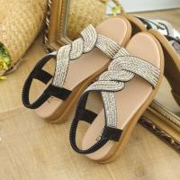 Estilo de suela suave al aire libre para mujer, novedad de verano, sandalias elásticas con diamantes de imitación - details 6