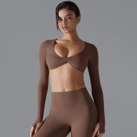 Nuevos deportes de manga larga Fiess para mujer, cuello en V profundo, ajustado, transpirable, estilo Ins, ropa de Yoga al aire libre, Tops cortos - details 7