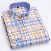 Camisa Casual de Algodón Puro para Hombres Manga Larga, Cuadros, Estilo Oxford, Talla Grande - details 5