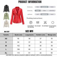 Chaqueta de moto de cuero con cremallera asimétrica para mujer, chaqueta de motorista corta de moda informal - details 0