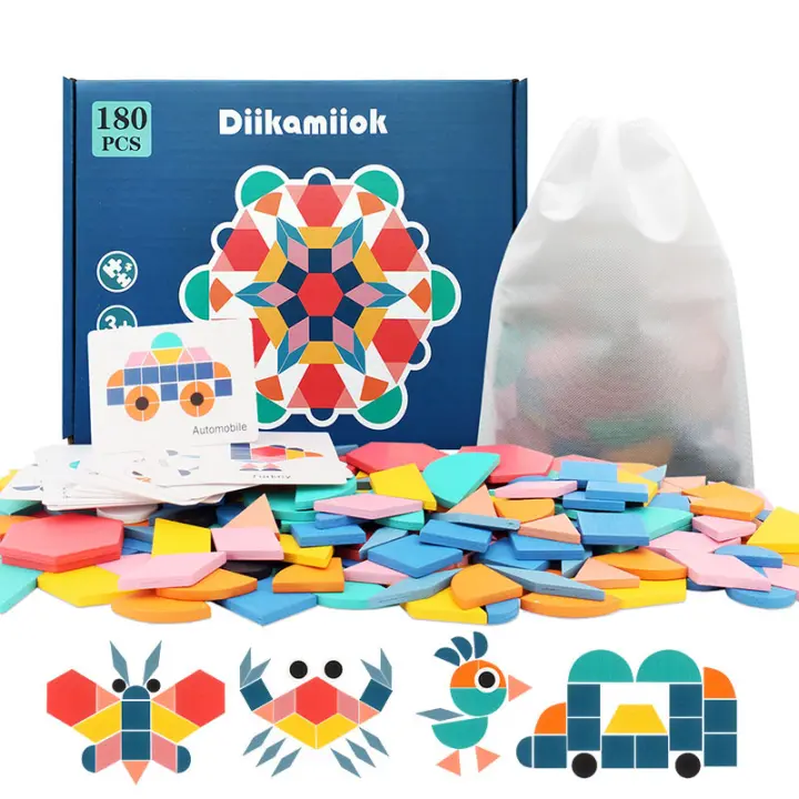 Rompecabezas 3D de Madera con Formas Geométricas Coloridas Juego Educativo Montessori para Niños Diikamiiok Material de Madera Recomendado para Edades de 4-10 Años - 1