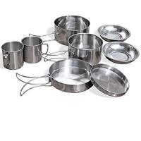 8 unids/set ultraligero de acero inoxidable olla de Picnic Kit de sartén para acampar al aire libre senderismo utensilios de cocina tazón cubierta de taza juego de cocina - details 2
