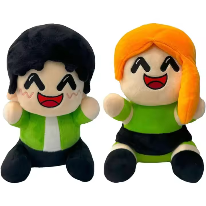 Nuevos regalos de peluche exquisitos, peluches lindos, muñecos de peluche suaves para niños y niñas, gran elección de cumpleaños y Navidad (Green Boy + Green Black Girl) - 1