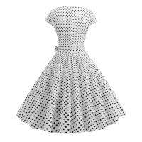 Women summer vintage 1950s 60s big swing party polka dot dress - details 39