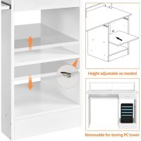 Mesa de Escritorio Blanca Espacio de Almacenamiento con Soporte de Monitor Ideal para Oficina - details 4