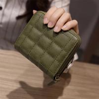 Cartera Corta para Mujer de Cuero PU Estilo Plaid con Hilo Cartera Pequeña con Cierre de Cremallera Bolsa para Tarjetas y Monedero Elegante - details 6