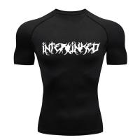 Camiseta de verano para hombre, camisa comprimida de manga corta, negra, deportiva, de secado rápido, para gimnasio y Fitness - details 3