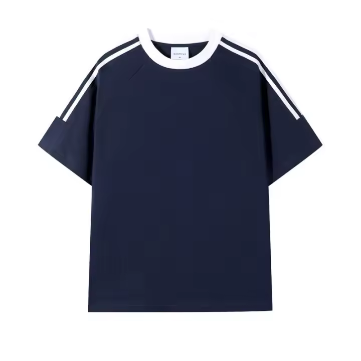 Camiseta de manga corta estilo deportivo American Three Bars para hombre y mujer, camisetas informales sencillas de verano de algodón pesado de 230G - 1
