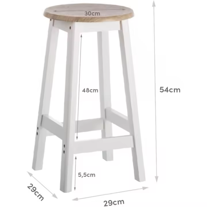 Taburetes con 1 Cajón, 2 Estantes, Cesta extraíble y Botellero para Cocina de Madera Blanco y Natural - 1