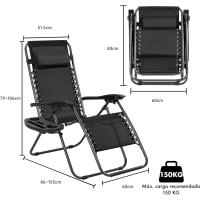 Sillas Plegables de Acero Ligero Pack de 2 Ideal para Jardín, Playa, Piscina, Terraza Gravedad Cero - details 2
