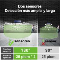 Luz Solar Exterior Focos Led Solares Potente 6000mAh Batería Luces Solares 1200LM con Sensor de Movimiento Garajes Luces de Jardin (2 paquetes) - details 4