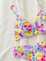 Conjunto de Bikini con estampado Floral para mujer, traje de baño con cuello de pico y cuello Halter, cintura alta, 2024 - details 2