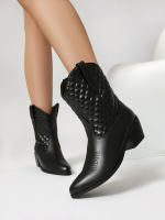 Nuevas botas de mujer occidentales botas cortas botas cortas de cabeza cuadrada retro de tacón grueso para mujer - details 7