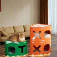 Cama para gatos resistente al desgaste, plegable, ahorradora de espacio, semi-cerrada, transpirable y desmontable de fieltro. - details 6