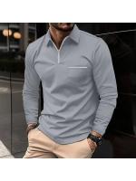 Camisa polo con bolsillo con cremallera, polo deportivo de manga larga para hombre - details 8