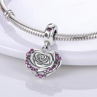 Dijes de la serie Floral en plata de ley 100% auténtica para mujer, joyería fina, pulsera y brazaletes de cumpleaños, material: metal principal - details 8