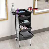 Carro de salón con 4 cajones lisos para salones de uñas, instalaciones médicas, peluqueros, clínicas para mascotas, PP negro 37*34*88cm/14,57*13,39*34,65 pulgadas - details 2