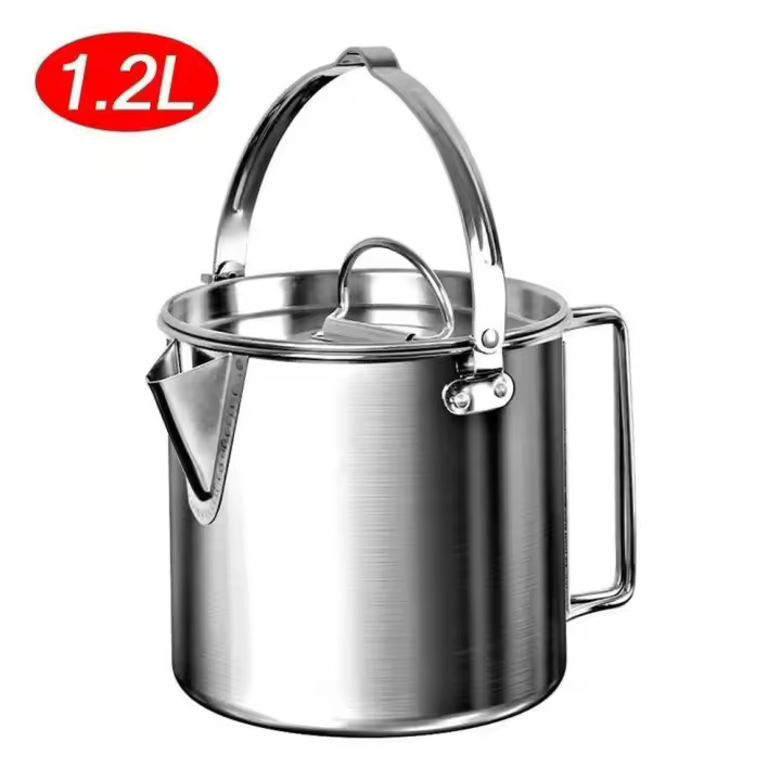 Tetera portátil para colgar al aire libre de 1,2 litros, olla para picnic, cocina, suministros para acampar - 1