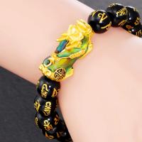 Pulsera de obsidiana de regalo Pixiu Feng Shui de cobre puro que cambia de Color para hombre y mujer, amuleto de buena suerte hecho a mano, joyería - details 3