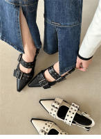 Zapatos Mary Jane estilo francés con punta en punta, zapatos retro de tacón medio grueso - details 4