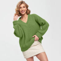 Suéter Casual de Mujer para Otoño e Invierno, Cuello en V, Elegante, Holgado, de Punto. - details 22