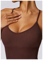 Mono de Yoga para Mujer Kailuoka Sexy Fitness Romper Sin Mangas y Espalda Disfraz Deportivo Corto en Color Sólido para Otoño e Invierno Material Exterior de Nylon - details 12