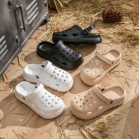Zuecos de plataforma calados para mujer, sandalias de playa antideslizantes de verano 2025, zapatillas de suela gruesa a la moda para mujer, calzado para jardín Eva - details 2