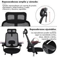 Silla de Oficina Giratoria con Ruedas Transpirable, Ajustable, Soporte Lumbar para Hogar y Oficina - details 10