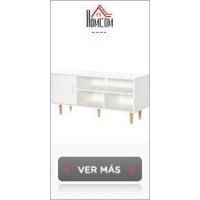 Mueble de TV para Televisores de 50" Mesa de Salón Moderno con Puerta 2 Estantes Abiertos y 2 Cajones Carga 30 kg para Dormitorio Sala 120x28x44 cm Blanco - details 12