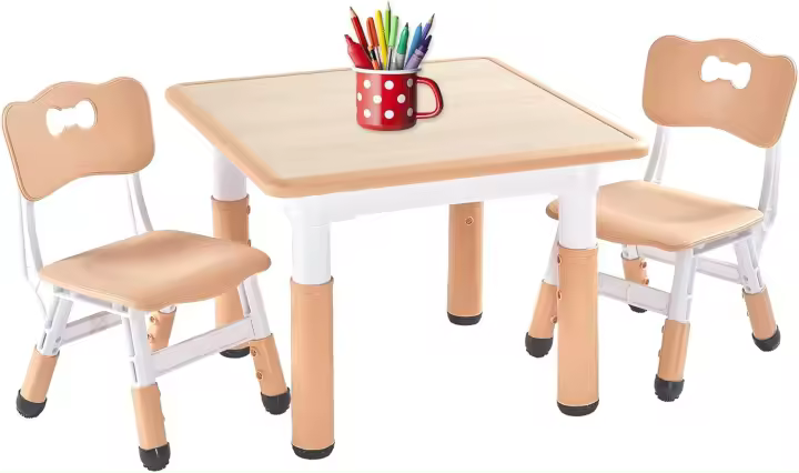 Juego de Mesa y Sillas Ajustables para Niños Fácil de Limpiar Aprobado por CPC y CE Azul - 1