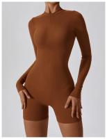 Traje de gimnasio de yoga para mujeres mono deportivo de manga larga con medio cierre sobre todo el cuerpo ropa de fitness para entrenamiento - details 19