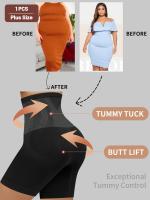 1 juego de ropa interior de mujer de talla grande, cintura alta, control de barriga, moldeado y levantamiento, sin costuras, cortos cuadrados. - details 18