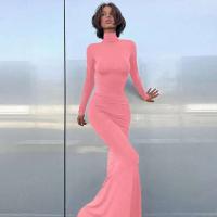Elegante Vestido Largo con Cuello Alto Moda de Invierno Criptográfica para Mujeres - details 24