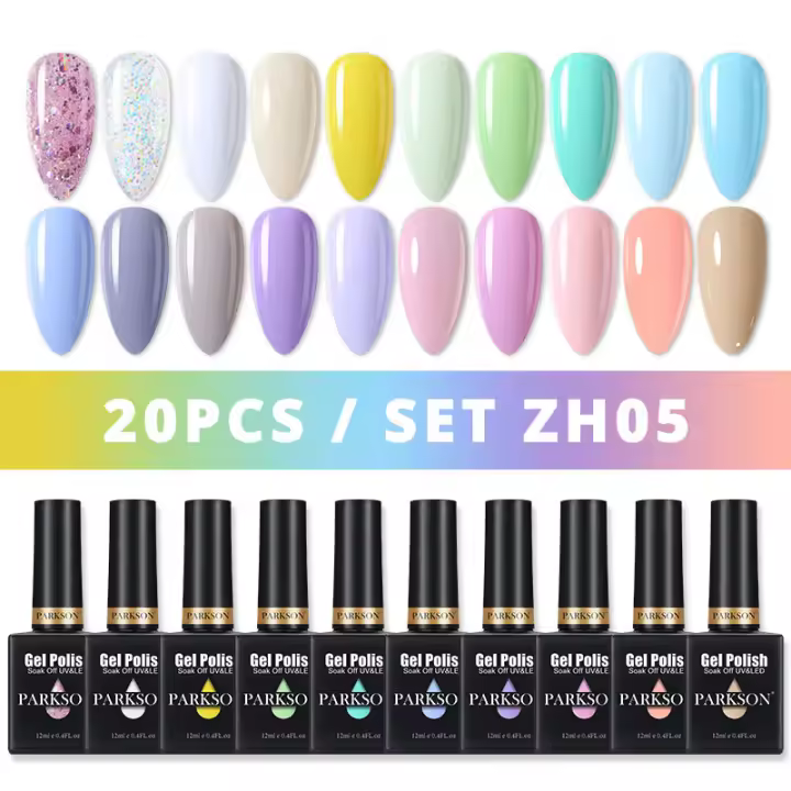 Parkson-Conjunto de botellas de cristal para uñas, Set de esmalte de uñas semipermanente, laca de Gel UV, laca semipermanente, serie 20 piezas - 1