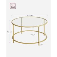 Mesa de Café Redonda de Vidrio Templado Mesa de Salón con Marco de Acero Negro LGT021B01 - details 5