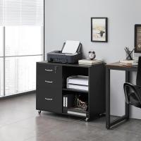 Cajonera Escritorio con Ruedas Cajonera de Oficina 3 Cajones Archivador Móvil de Oficina para Carpetas 80x40x65,5cm Negro - details 1